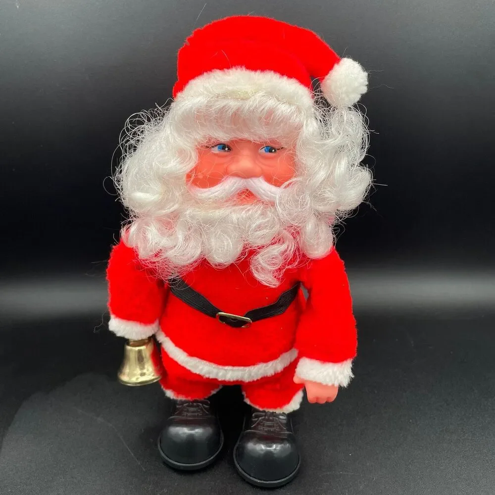 Vintage Holiday Santa Claus Wind Up Musical Moving Doll Display Or Repair